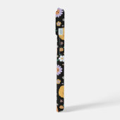 レトロハロウィンカボチャと花のパターン iPhone 15ケース (左側面)