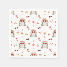 レトロハロウィンキュートキッズフローラ幽霊 スタンダードカクテルナプキン