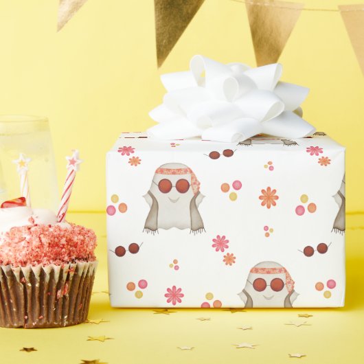 レトロハロウィンキュートキッズフローラ幽霊 ラッピングペーパー (誕生日パーティー)