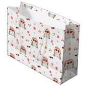 レトロハロウィンキュートキッズフローラ幽霊 ラージペーパーバッグ (正面アングル)