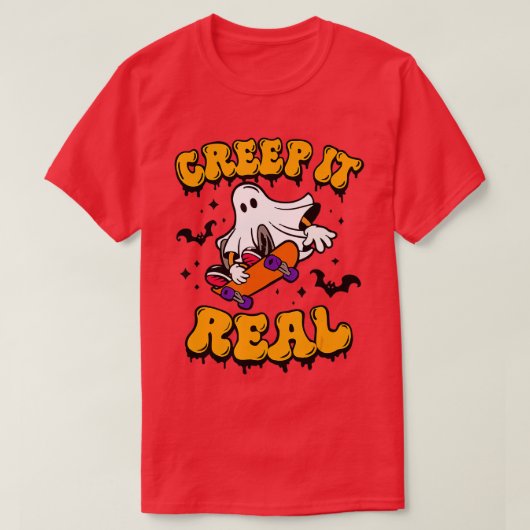 レトロハロウィンクリープit実在ヴィンテージ幽霊ハロー tシャツ (デザイン正面)