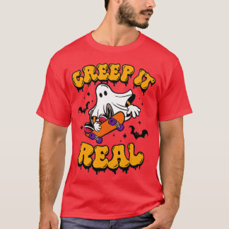 レトロハロウィンクリープit実在ヴィンテージ幽霊ハロー tシャツ