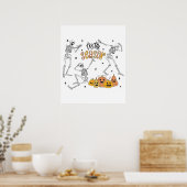 レトロハロウィンシャツ、おかしなハロウィンスカル ポスター (キッチン)