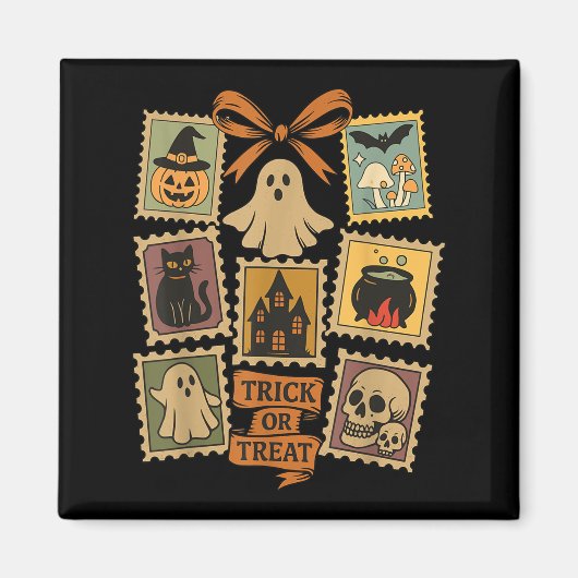 レトロハロウィンスタンプアイコン面白いハロウィンスタンプ マグネット (正面)