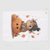 レトロハロウィンハイランドカウズ ゴルフタオル (横)