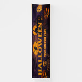 レトロハロウィンバナー – スカルと幽霊幽霊のよく出る! 横断幕 (縦)