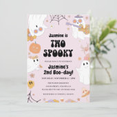 レトロハロウィンピンク2歳誕生日招待状 招待状 (スタンド正面)
