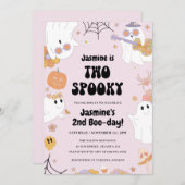 レトロハロウィンピンク2歳誕生日招待状 招待状 (正面/裏面)