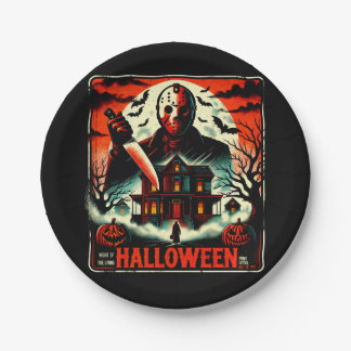 レトロハロウィンホラー80年代スラッシャーの雰囲気 ペーパープレート
