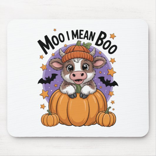 レトロハロウィンモー牛I意味ボーおもしろい秋 マウスパッド (正面)