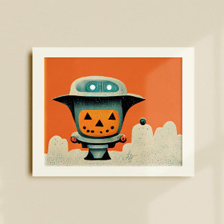 レトロハロウィンロボット001 ・かわいいキッズアート ポスター