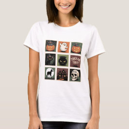 レトロハロウィン切手コレクションTシャツ Tシャツ