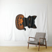 レトロハロウィン幽霊と猫オーバーサイズTシャツ タペストリー (インサイチュ(横))