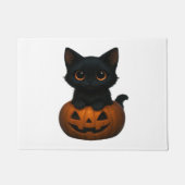 レトロハロウィン幽霊と猫オーバーサイズTシャツ ドアマット (正面)