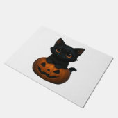 レトロハロウィン幽霊と猫オーバーサイズTシャツ ドアマット (アングル)