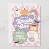 レトロハロウィン1歳の誕生日おめでとう Spooky One 招待状 (正面)