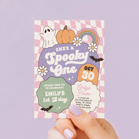 レトロハロウィン1歳の誕生日おめでとう Spooky One 招待状
