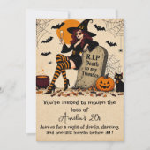 レトロハロウィン30歳の誕生日おめでとう RIP to My Twenties 招待状 (正面)