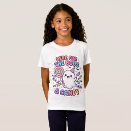 レトロハロウィン キッズTシャツ、おばけとキャンディー Tシャツ