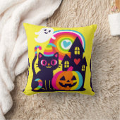 レトロハロウィーンかわいいブラックキャットカボチャデザイン クッション (ブランケット)