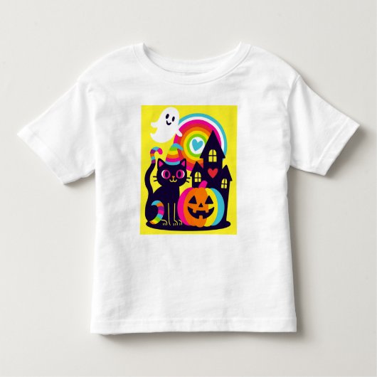レトロハロウィーンかわいいブラックキャットカボチャデザイン トドラーTシャツ (正面)