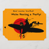 レトロハロウィーンウィッチパーティの招待状 招待状 (正面/裏面)