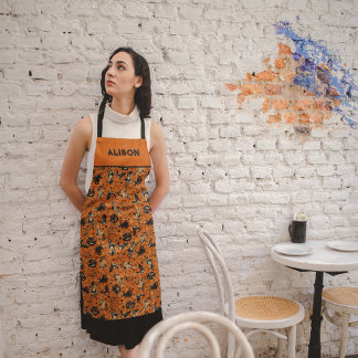 レトロハロウィーングラフィッパーソナライズされたクス エプロン