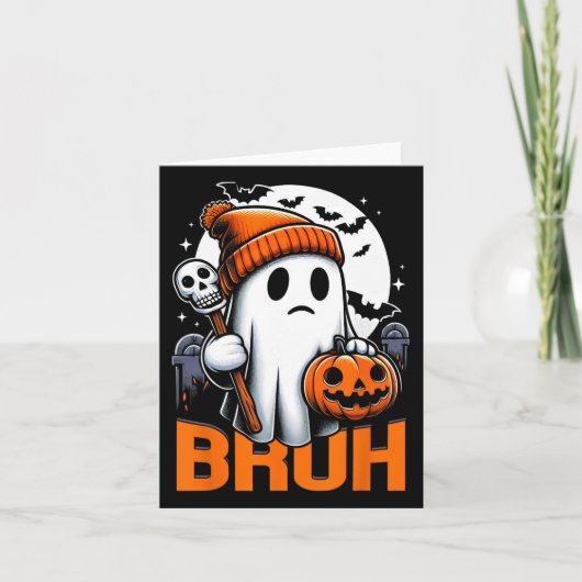 レトロハロウィーンシャ男性へツウィメンズブラ幽霊ハ カード (正面)