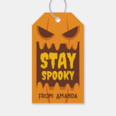 レトロハロウィーンステイ不気味オレンジパンプキン顔 ギフトタグ (裏面)
