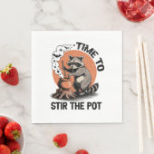 レトロハロウィーンフェラル時間を攪拌するポット スタンダードランチョンナプキン (インサイチュ)