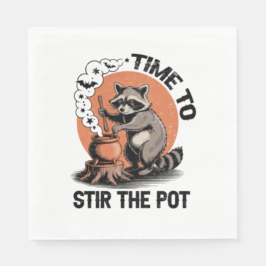 レトロハロウィーンフェラル時間を攪拌するポット スタンダードランチョンナプキン (正面)