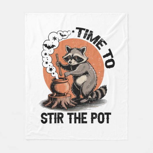 レトロハロウィーンフェラル時間を攪拌するポット フリースブランケット (正面)