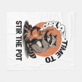 レトロハロウィーンフェラル時間を攪拌するポット フリースブランケット (正面(横))