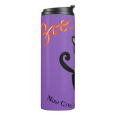 レトロハロウィーンブラックブラセキャットとウィッチハット タンブラー (回転左)