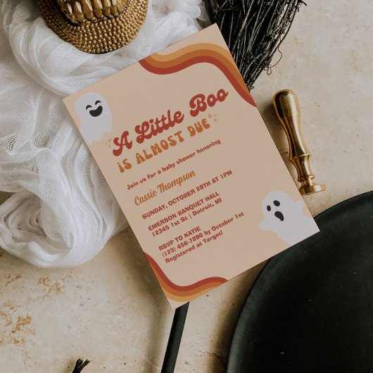 レトロハロウィーンベビーシャワー招待状と幽霊 招待状