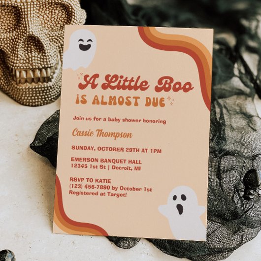 レトロハロウィーンベビーシャワー招待状と幽霊 招待状