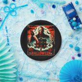レトロハロウィーンホラーナイト80sスラッシャービベス ペーパープレート (パーティー)