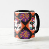 レトロハロウィーンミッドセンチュリー黒猫マグカップ マグカップ (正面右)