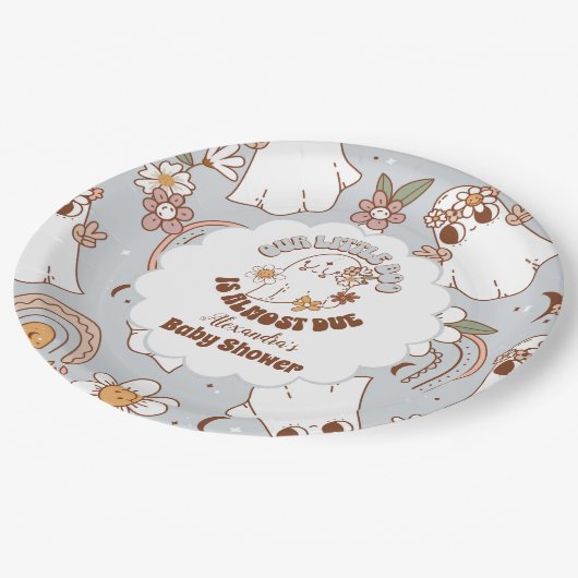 レトロハロウィーンリトルブベビーシャワー ペーパープレート (アングル)