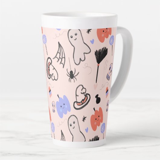 レトロハロウィーンヴィンテージをテーマにしたドードルコーヒーマグ カフェラテマグ (右アングル)