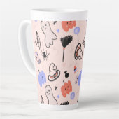 レトロハロウィーンヴィンテージをテーマにしたドードルコーヒーマグ カフェラテマグ (左アングル)