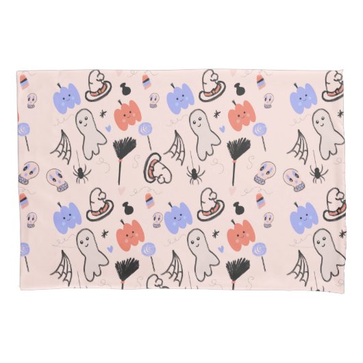 レトロハロウィーンヴィンテージをテーマにしたドードル 枕カバー (正面)