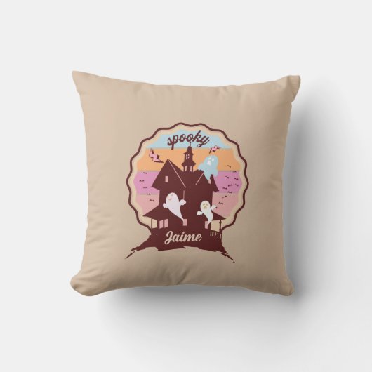レトロハロウィーン不気味コスメ幽霊のよく出るットハウス幽霊 クッション (正面)