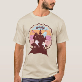 レトロハロウィーン不気味コスメ幽霊のよく出るットハウス幽霊 Tシャツ