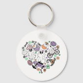 レトロハロウィーン幽霊とカボチャハート形状 キーホルダー (裏面)