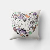 レトロハロウィーン幽霊とカボチャハート形状 クッション (裏面)