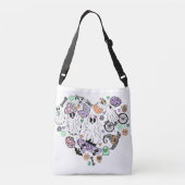 レトロハロウィーン幽霊とカボチャハート形状 クロスボディバッグ (裏面)