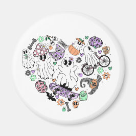 レトロハロウィーン幽霊とカボチャハート形状 マグネット