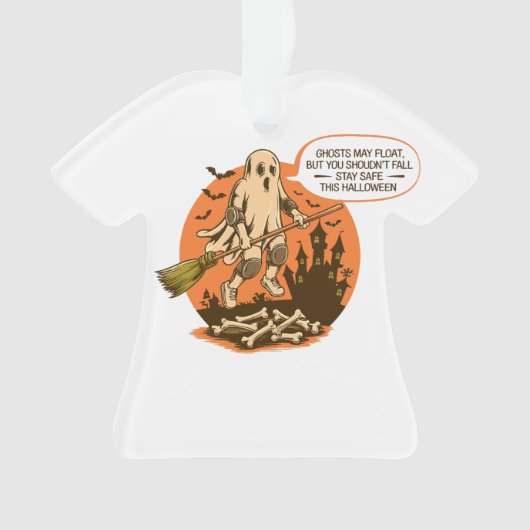 レトロハロウィーン幽霊の安全性 – ステイ・セーフ オーナメント (正面)