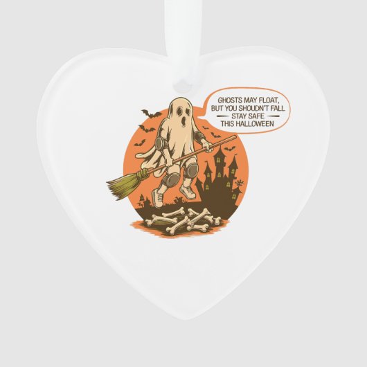 レトロハロウィーン幽霊の安全性 – ステイ・セーフ オーナメント (正面)